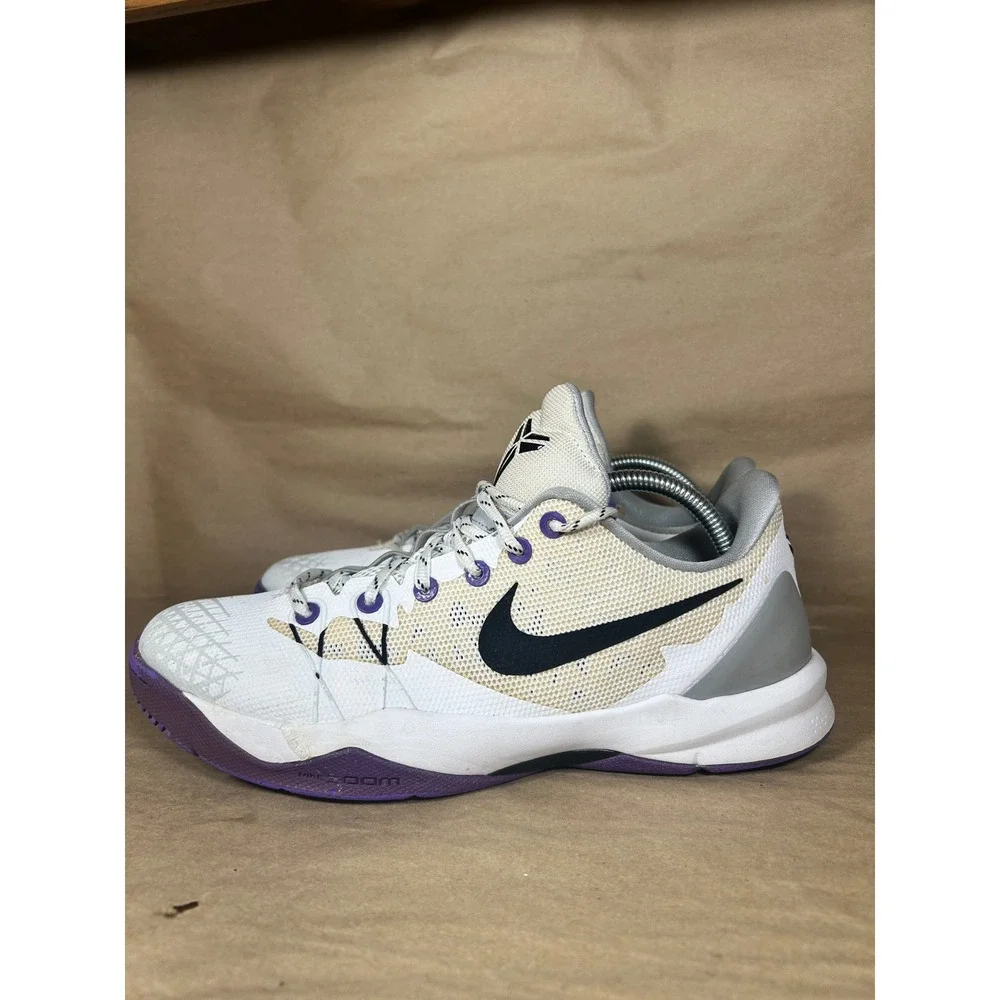 Nike Kobe Venomenon 4 Men 9.5 White Purple Black Basketball Shoes 635578-100